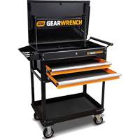 Utility Cart, 2 Drawers, 32-1/2" W x 42" H, Black/Orange D. Morneault & Fils