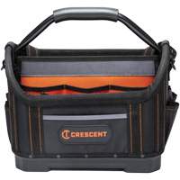 Sac ouvert de 14" pour outils d'ouvrier, 1680 Denier/Polyester, 25 pochettes, Noir/Gris/Orange D. Morneault & Fils