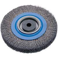 Crimped Wire Bench Wheel Brush, 6" Dia., 0.0118" Fill, 1/2" - 1/4" Arbor D. Morneault & Fils