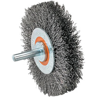Mounted Wire Brush, 1-3/8" Dia., 0.008" Fill, 1-1/4" Arbor D. Morneault & Fils