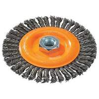 Stringer Bead Knotted Wire Brush, 4" Dia., 0.02" Fill, 5/8"-11 Arbor, Steel D. Morneault & Fils