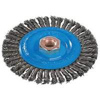 Stringer Bead Knotted Wire Brush, 4" Dia., 0.02" Fill, 5/8"-11 Arbor, Aluminum/Stainless Steel D. Morneault & Fils