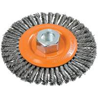 Stringer Bead Knotted Wire Brush, 4-1/2" Dia., 0.02" Fill, 5/8"-11 Arbor, Steel D. Morneault & Fils