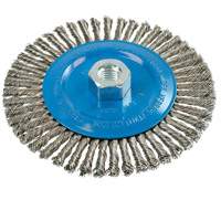 Knot-Twisted Stringer Bead Wire Wheel, 6" Dia., 0.02" Fill, 5/8"-11 Arbor, Aluminum/Stainless Steel D. Morneault & Fils