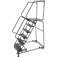 &eacute;chelles roulantes avec pied verrouillable activ&eacute; par le poids, 5 marches, Largeur de la marche 24", Hauteur de la plateforme 50", Acier D. Morneault & Fils