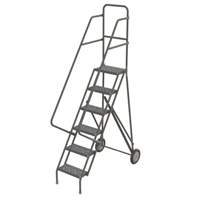 Steel Rolling Ladder, 6 Steps, 16" Step Width, 60" Platform Height, Steel D. Morneault & Fils