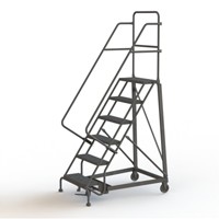 Heavy Duty Rolling Ladder, 6 Steps, 24" Step Width, 60" Platform Height, Steel D. Morneault & Fils