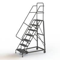 Heavy Duty Rolling Ladder, 7 Steps, 24" Step Width, 70" Platform Height, Steel D. Morneault & Fils