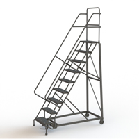 Heavy Duty Rolling Ladder, 9 Steps, 24" Step Width, 90" Platform Height, Steel D. Morneault & Fils