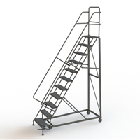 Heavy Duty Rolling Ladder, 11 Steps, 24" Step Width, 110" Platform Height, Steel D. Morneault & Fils