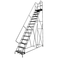 Escabeaux roulants &agrave; dessus profond, 15 marches, Largeur de la marche 24", Hauteur de la plateforme 150", Acier D. Morneault & Fils
