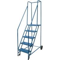 Rolling Step Ladder, 5 Steps, 18" Step Width, 46" Platform Height, Steel D. Morneault & Fils