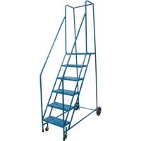 Rolling Step Ladder, 6 Steps, 18" Step Width, 55" Platform Height, Steel D. Morneault & Fils