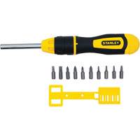 Multi-Bit Ratchet Screwdriver with 10 Bits, Cushion Grip Handle D. Morneault & Fils