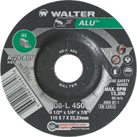 Aluminium Depressed Centre Grinding Wheels, 4-1/2" x 1/4", 7/8" Arbor, Type 27 D. Morneault & Fils