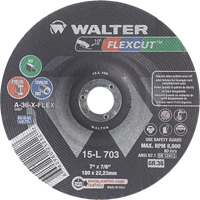 Flexcut Depressed Centre Grinding Wheels, 7", 36 Grit, Aluminum Oxide, 7/8", 8600 RPM, Type 29 D. Morneault & Fils