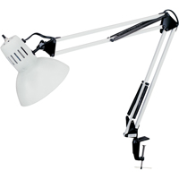 Swing Arm Clamp-On Desk Lamps, 100 W, Incandescent, C-Clamp, 36" Neck, White D. Morneault & Fils