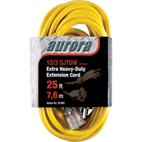 Vinyl Extension Cord with Light Indicator, Outdoor, SJTOW, 12/3 AWG, 15 A, 25' D. Morneault & Fils