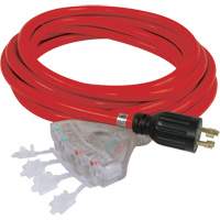 Generator Extension Cord with Quad Tap, STW, 10 AWG, 20 A, 4 Outlet(s), 25' D. Morneault & Fils