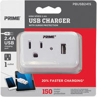 Prime&reg; USB Charger with Surge Protector D. Morneault & Fils