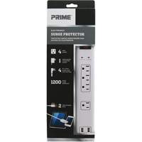 USB Charging Surge Protectors, 4 Outlets, 1200 J, 1875 W, 4' Cord D. Morneault & Fils