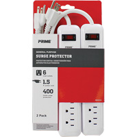 Surge Protector 2-Pack, 6 Outlets, 400 J, 1875 W, 1.5' Cord D. Morneault & Fils